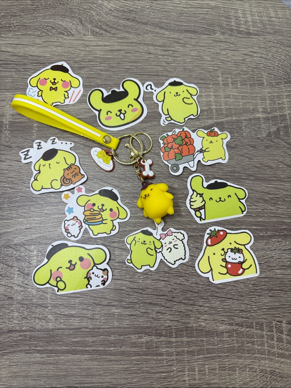 PomPomPurin Keychain & Sticker Set